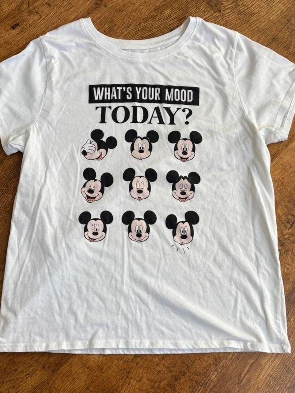 Women’s White “What’s Your Mood Today?” Mickey Faces T-Shirt